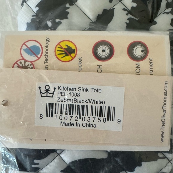 NWT Peloton Oliver Thomas Kitchen Sink Tote (zebra print) - Picture 4 of 5